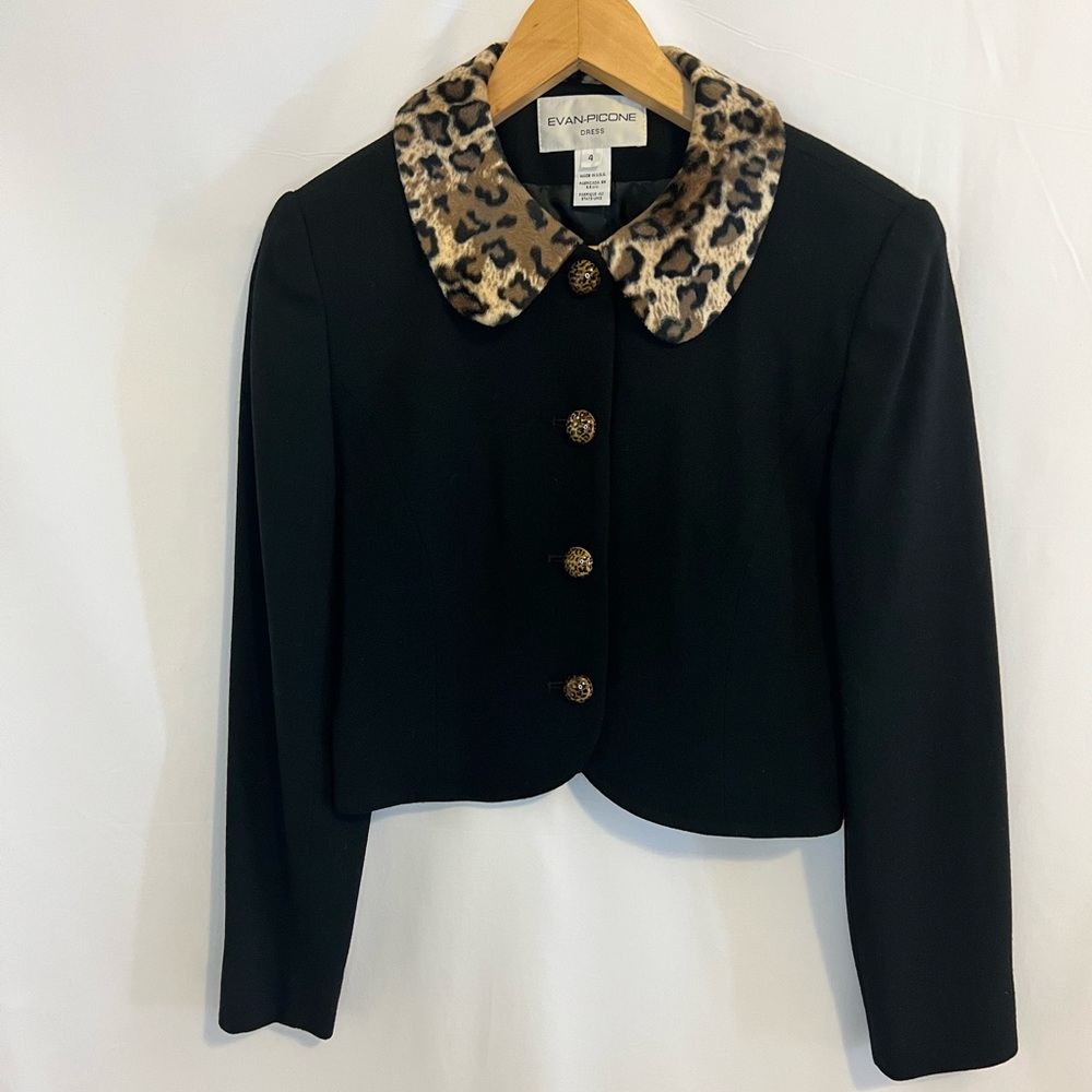Evan Picone Leopard Print Collar Blazer